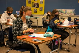 Students work on classwork in Upper School math class